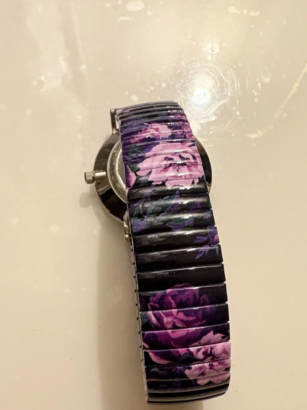 Isaac Mizrahi Floral Purple and Pink Expansion Band Watch It Needs a New Battery